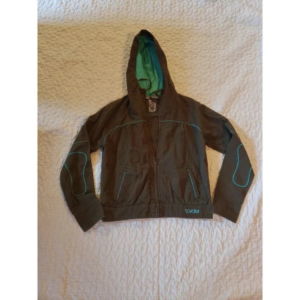 Spyder Coat Black With Teal Trim Girls  Youth‎ Small Lightweight Hooded